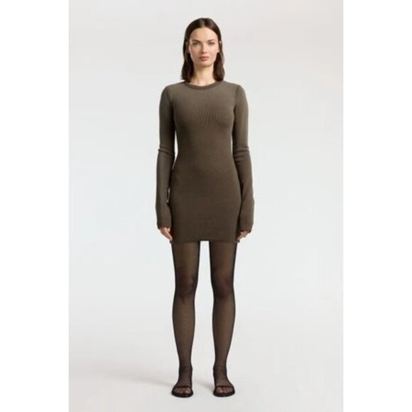 Cotton Citizen Verona Crewneck Mini Dress in Chocolate Cast - Picture 2 of 4
